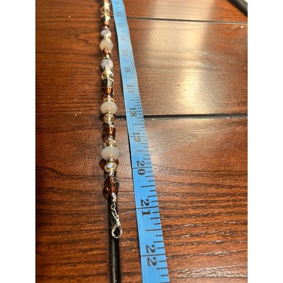 Lavender Beads, Bronze & Clear Crystals Necklace! - Picture 7 of 8